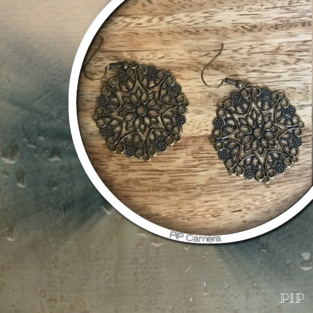 Laser Lace Antiqued Brass Earrings
